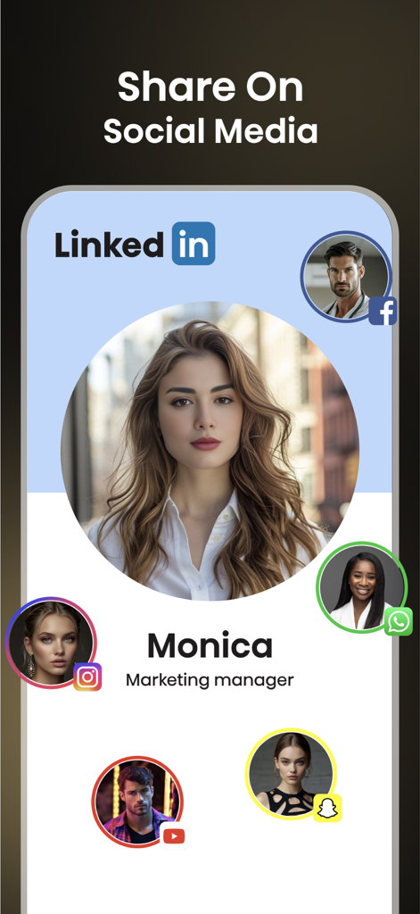 Headshot Ai: Business Photo - KI-generiertes professionelles Porträt in einem Social-Media-Profil-Layout