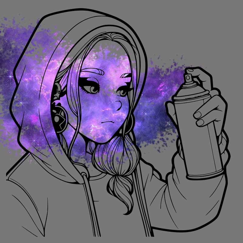 a realistic girl, spray painting