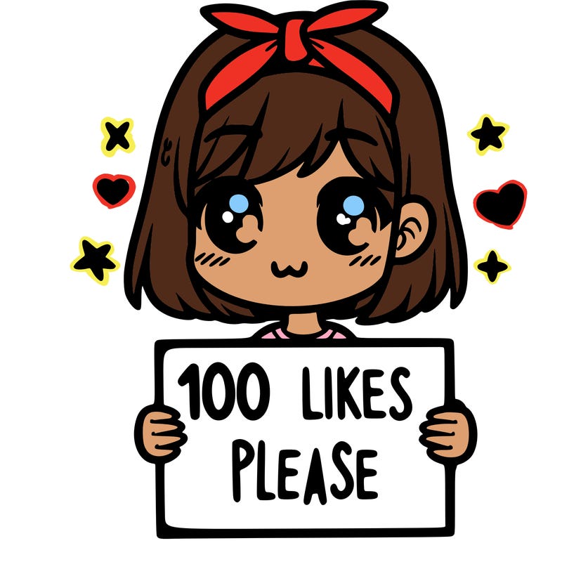 girl holding sign saying 100 likes please