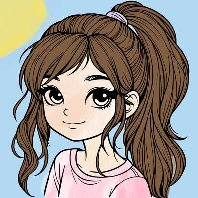 realistic girl with ponytail