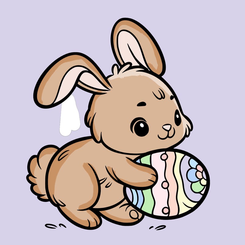 rabbit carrying an easter egg