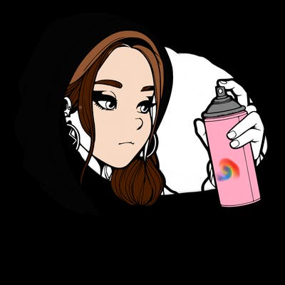 a realistic girl, spray painting