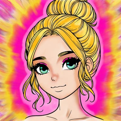 realistic pretty girl with hair in bun