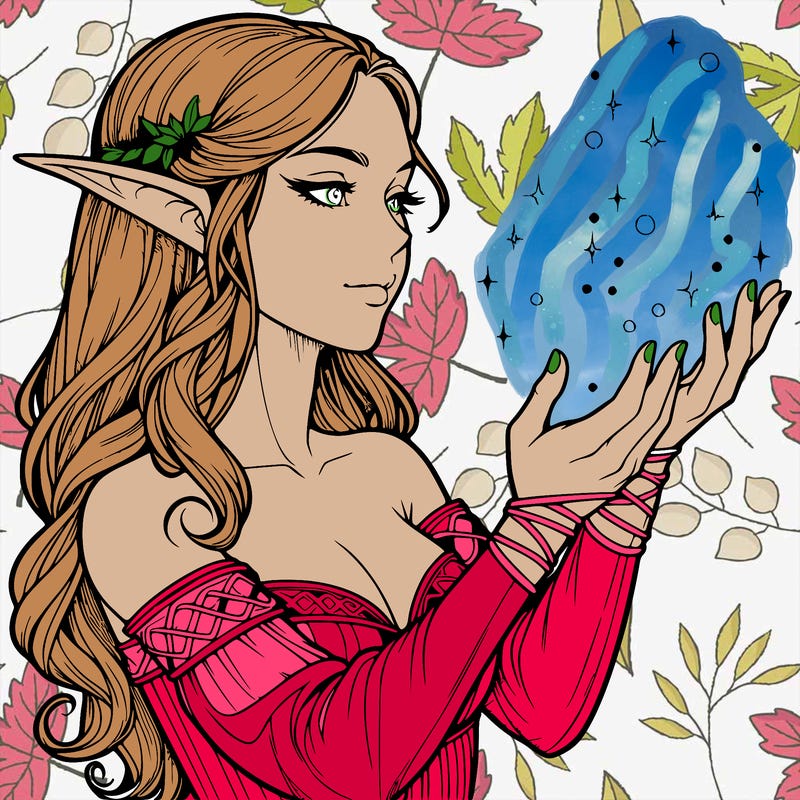 realistic elf girl doing magic