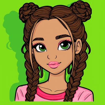 realistic girl with braids