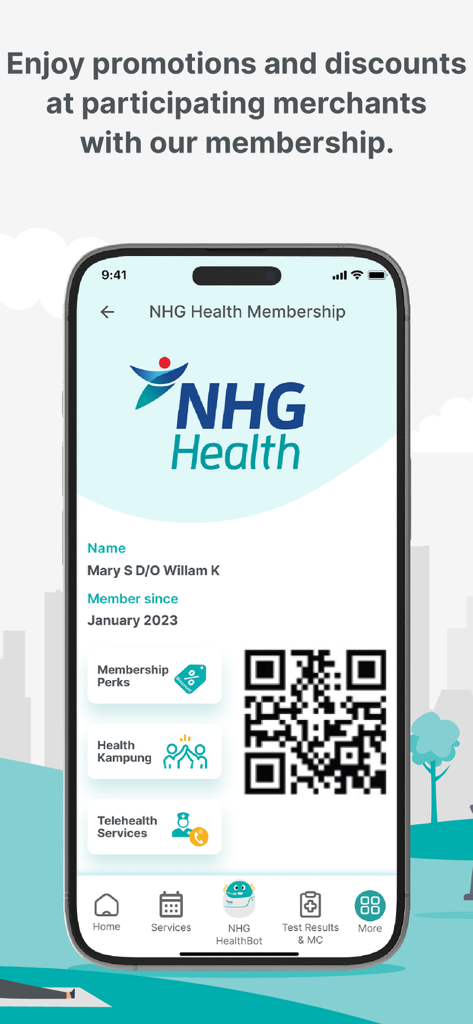 NHG Health - NHG Health 앱 회원 페이지, QR 코드 및 회원 혜택 표시