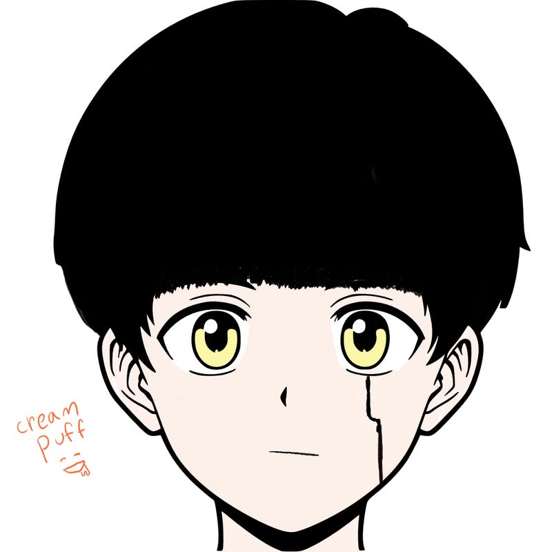 anime face with no hair