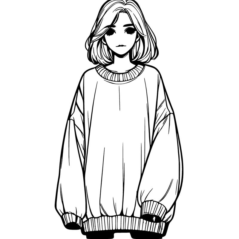 realistic teen girl with a oversized sweater