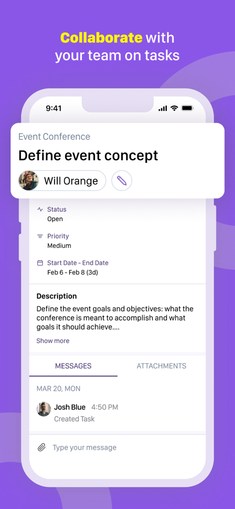 Interface de l'application Birdview montrant les détails des tâches et la messagerie d'équipe pour la collaboration sur les projets.