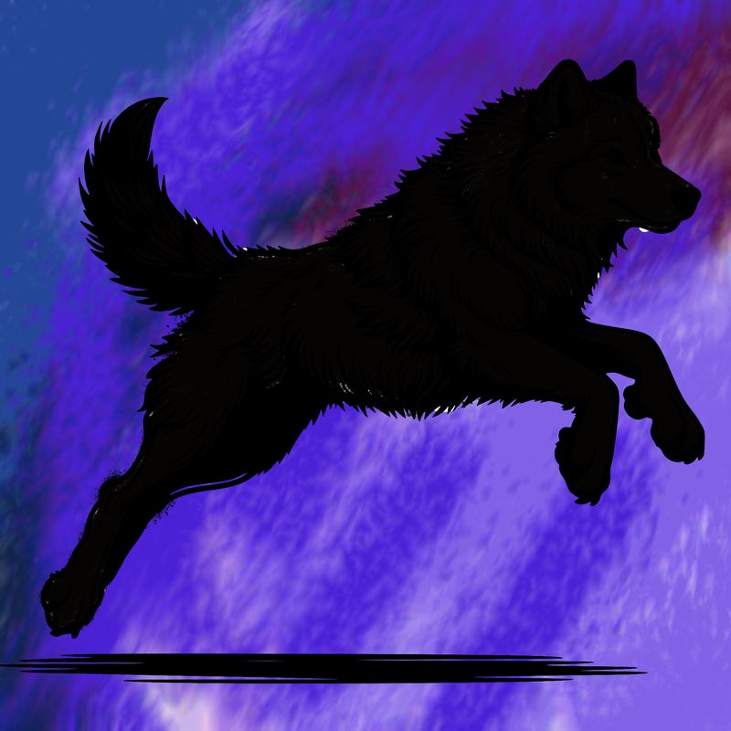 a realistic  wolf jumping