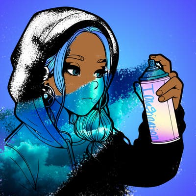 a realistic girl, spray painting