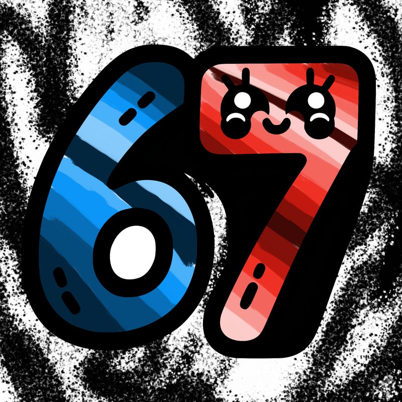 the numbers 67