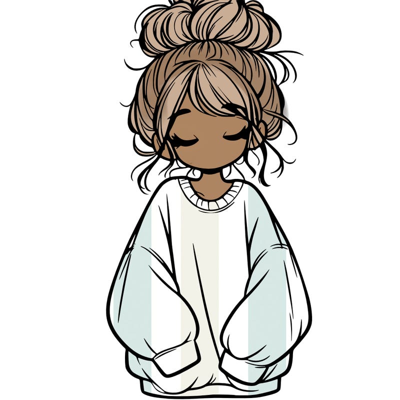 girl with baggy sweatshirt and messy bun