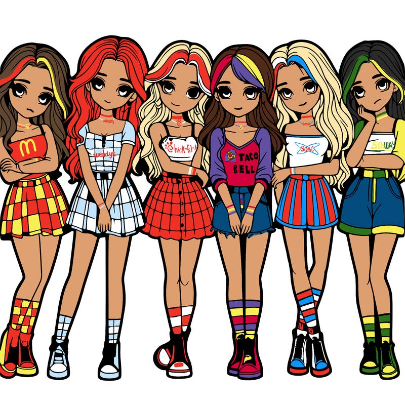 a group of girls realistic