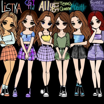 a group of girls realistic