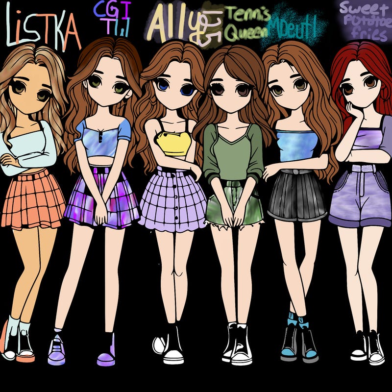 a group of girls realistic