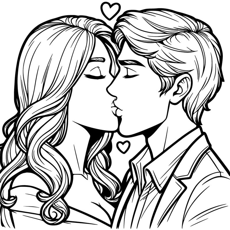 a man and a woman kissing realistically