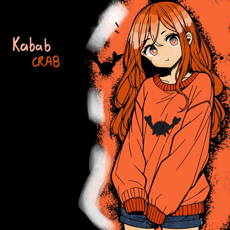 manga teen girl  in a sweater and baggy pants