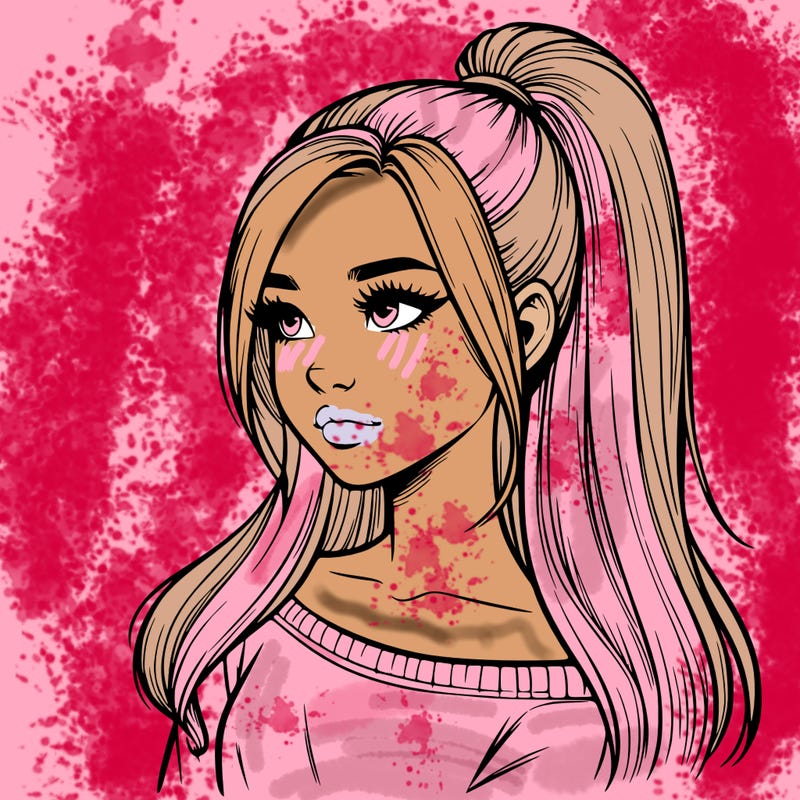 realistic girl with a high ponytail