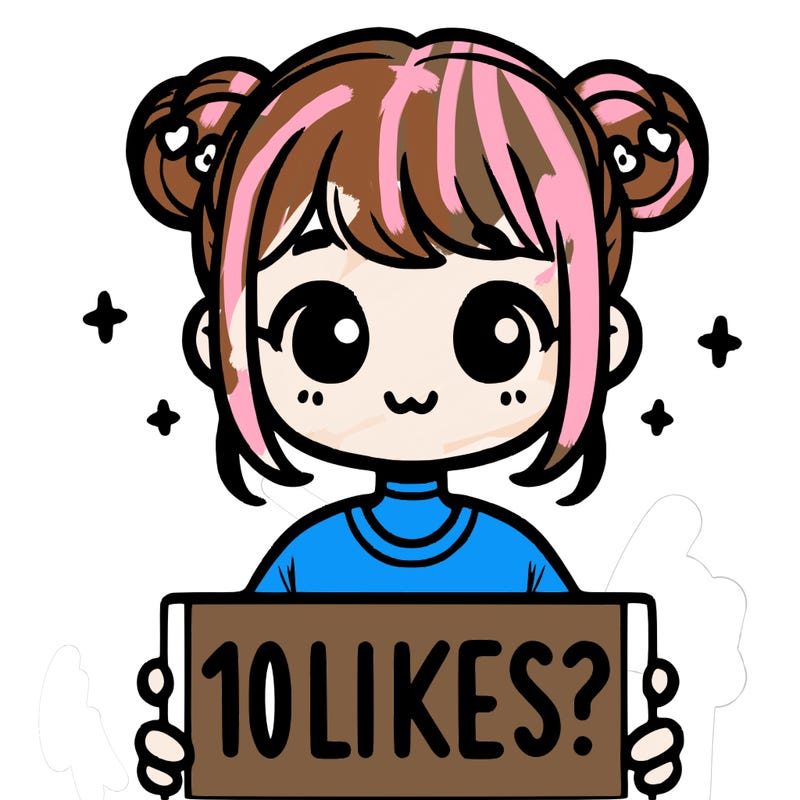 cute girl that is holding a sign that says 10 likes?