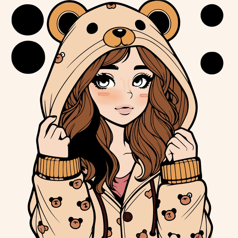 realistic girl in a animal pjs hoodie