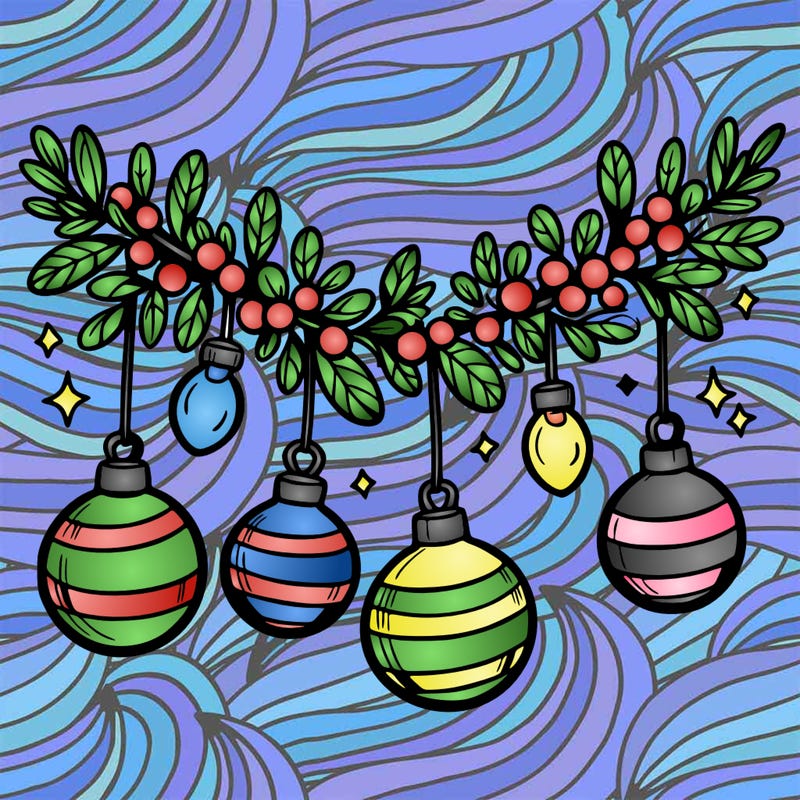 christmas garland with big bulbs