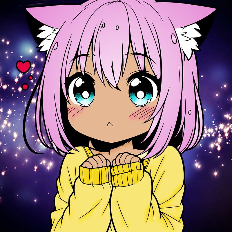 shy anime catgirl