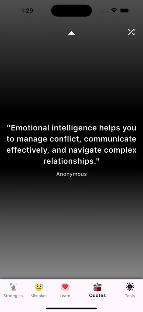 Una citazione sull'app Maestria nell'Intelligenza Emotiva sulla gestione dei conflitti e la navigazione delle relazioni