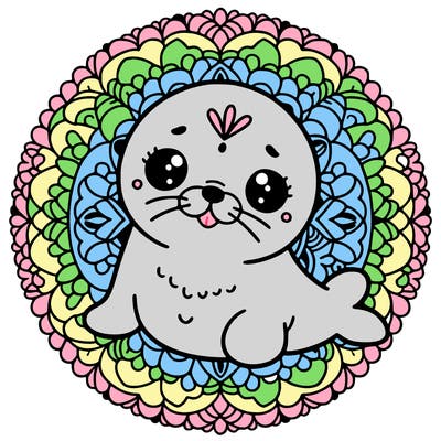 a cute baby seal mandala
