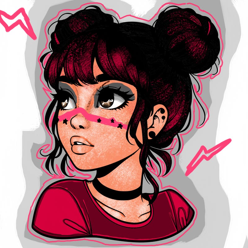 realistic girl with spacebuns