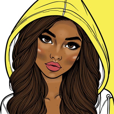 realistic beautiful girl with a hood on