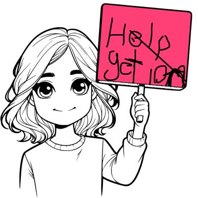 realistic girl holding up a sign