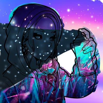 a realistic girl, spray painting