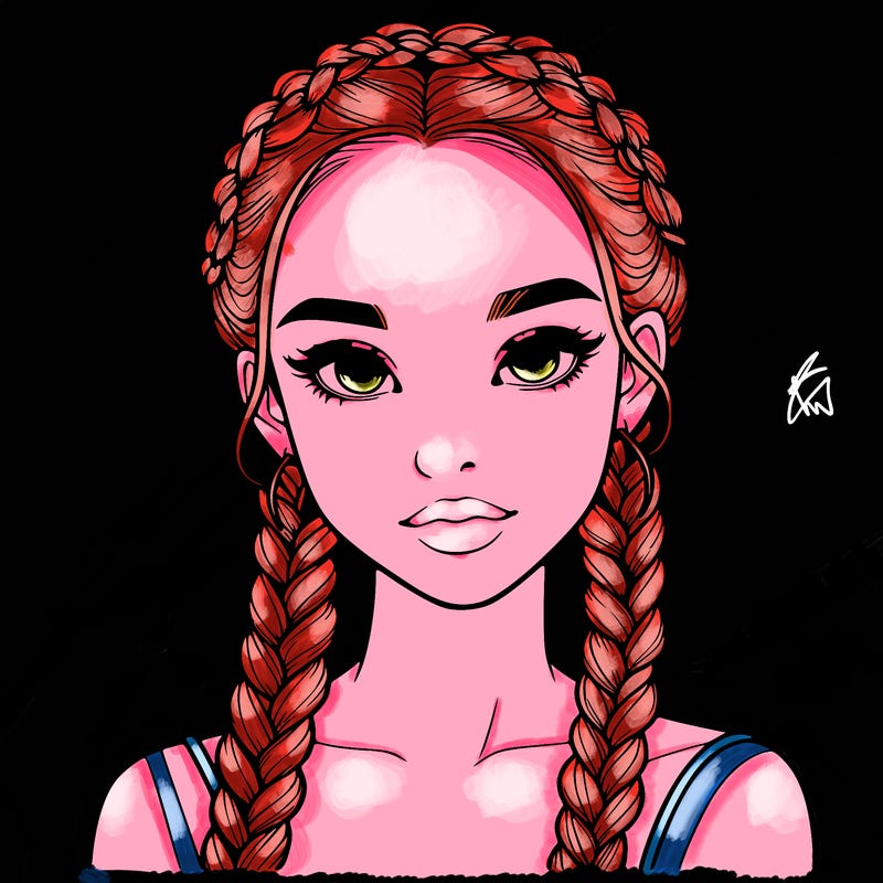 realistic girl with braids