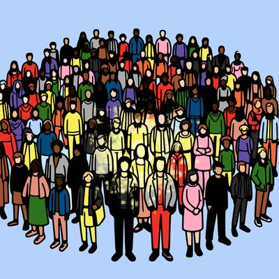 people in a big group