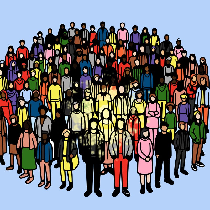 people in a big group