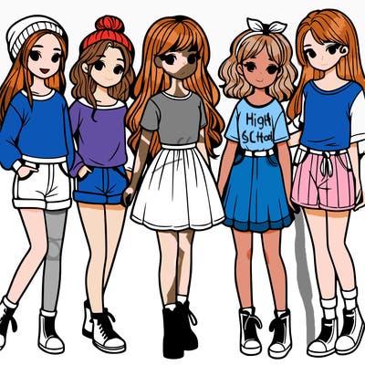 a group of five girls