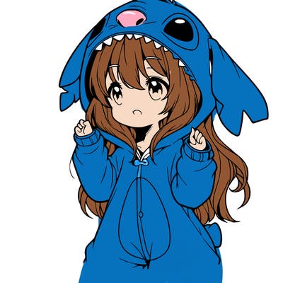 anime girl in a stitch onsie