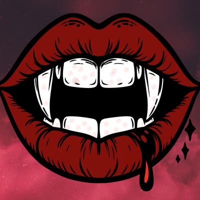 lips with vampire teeth