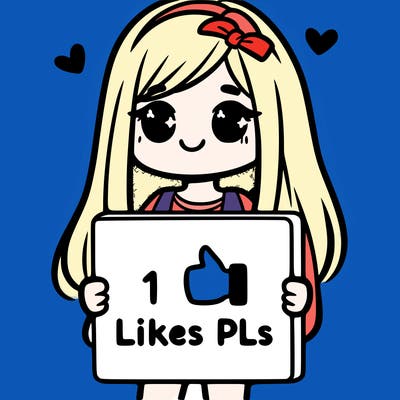 girl holding a sign saying 10 likes pls