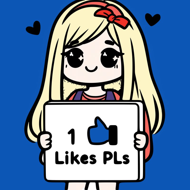 girl holding a sign saying 10 likes pls