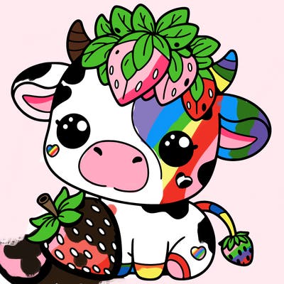 cute strawberry cow