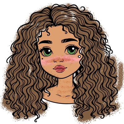 realistic girl with curly hair
