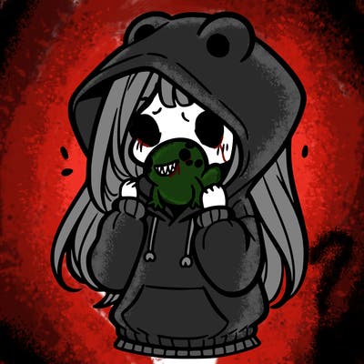 a girl holding a froggy hoodie