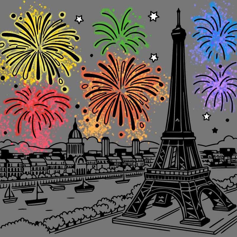 tour eiffel with fireworks