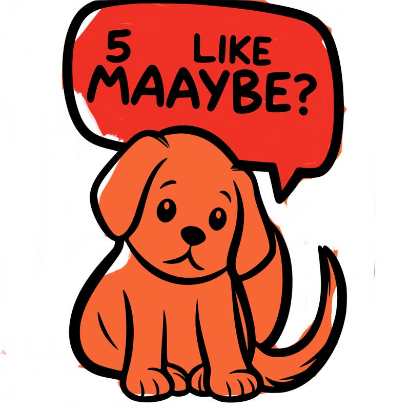 a puppy that says 5 like maybe