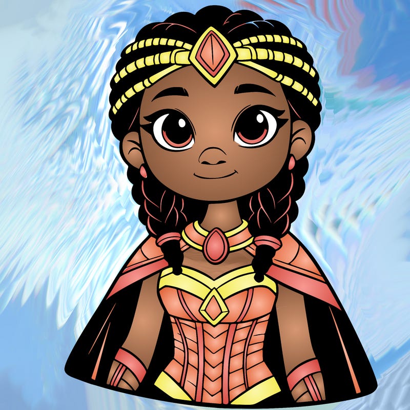 a girl with braids and has black skin and a is a warrior princess