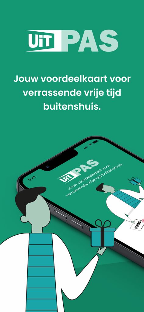 Introductory screen of the UiTPAS app for leisure activities and community rewards