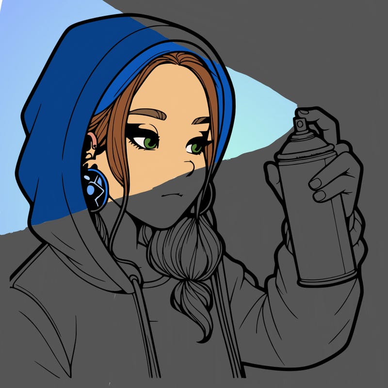 a realistic girl, spray painting