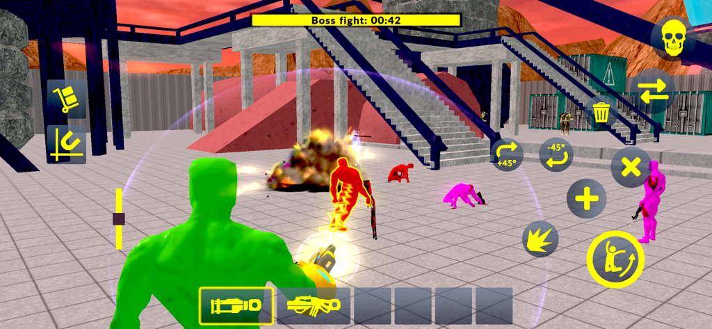 Green Sandbox - Action packed boss fight with explosions in Green Sandbox game